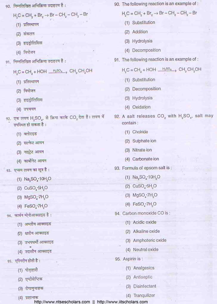 Junior Science Talent Search Examination 2009-10 Question Paper