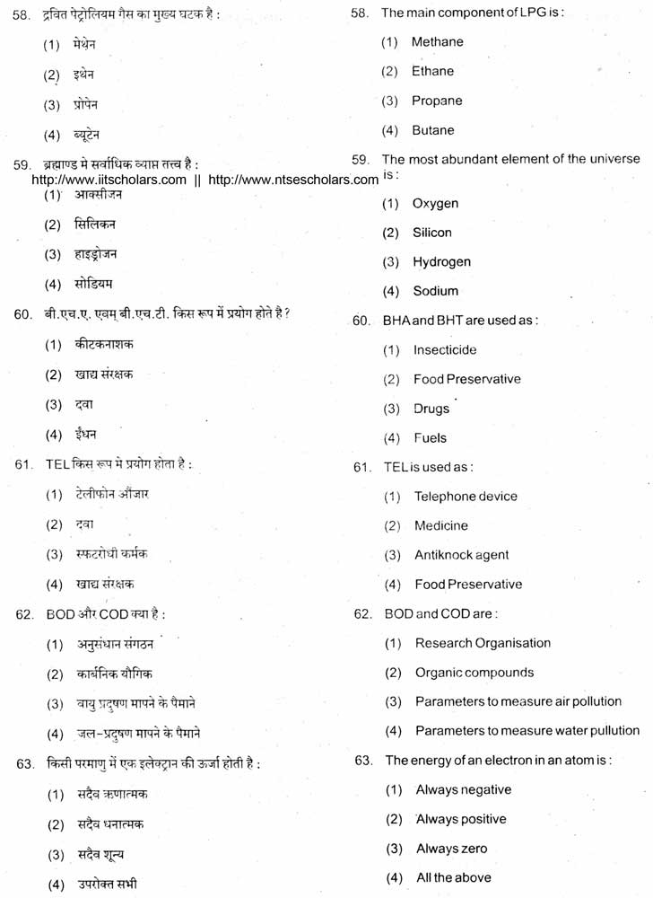 Junior Science Talent Search Examination 2011-12 Question Paper