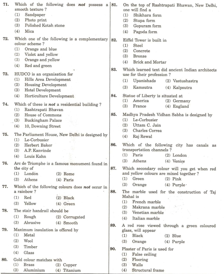 aieee b.arch 2006 question paper