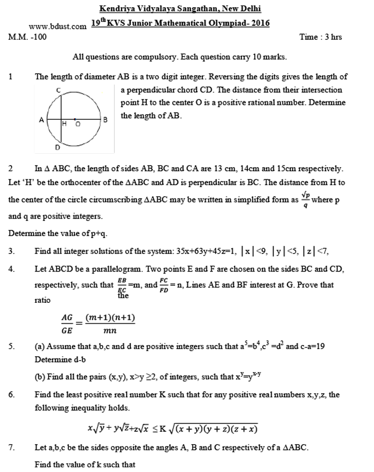 junior maths olympiad jmo 2016 question paper