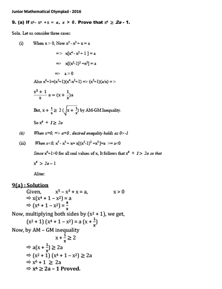 junior maths olympiad jmo 2016 question paper solution